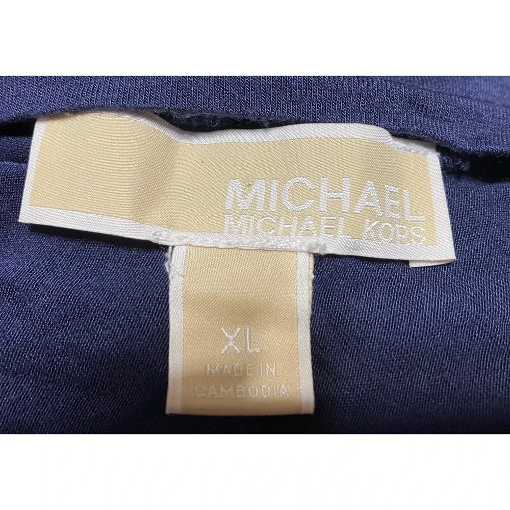 Michael Kors Layered Tank Top Womens XL Navy Blue Chiffon Hem Blouse - Picture 5 of 6